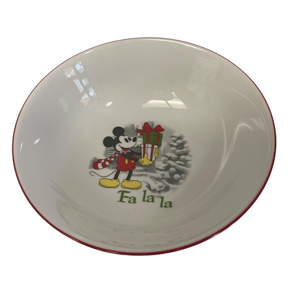 Disney Other - Disney Mickey Mouse Fa La La Christmas Bowl Vintage Holiday Dishware